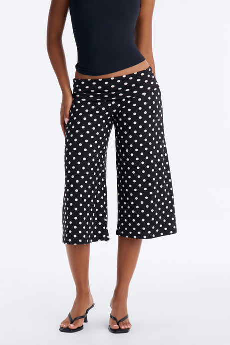 Kiki Polka Dot Low Rise Foldover Gaucho Pant