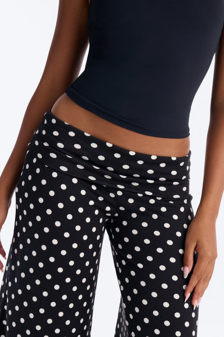 Kiki Polka Dot Low Rise Foldover Gaucho Pant