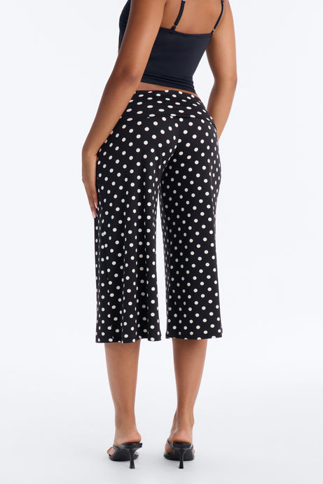 Kiki Polka Dot Low Rise Foldover Gaucho Pant