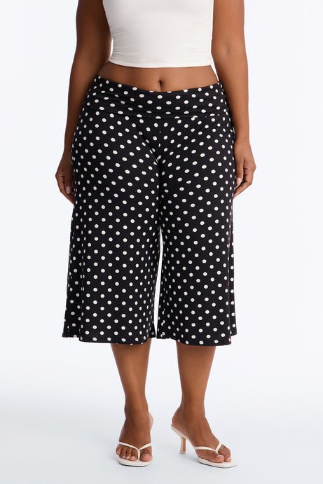 Kiki Polka Dot Low Rise Foldover Gaucho Pant