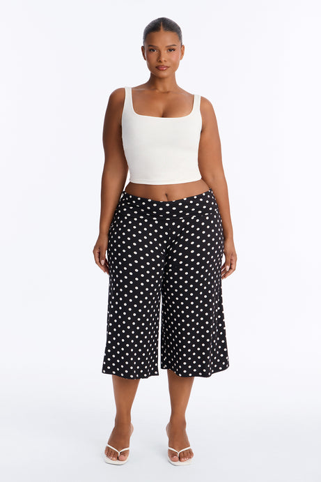 Kiki Polka Dot Low Rise Foldover Gaucho Pant