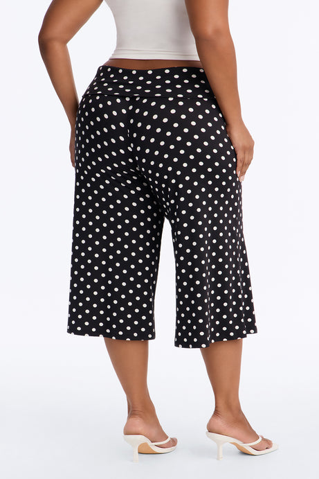 Kiki Polka Dot Low Rise Foldover Gaucho Pant