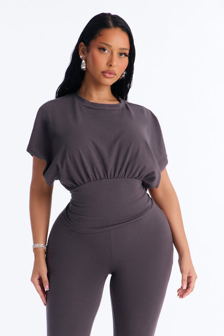 Tiana Cinched Capri Set - Charcoal