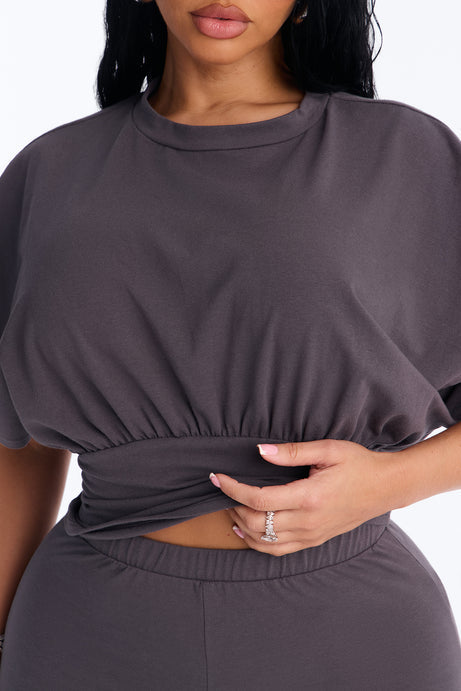 Tiana Cinched Capri Set - Charcoal
