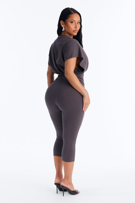 Tiana Cinched Capri Set - Charcoal