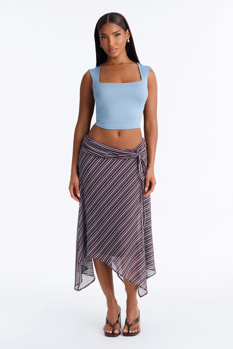 Caroline Striped Handkerchief Midi Skirt