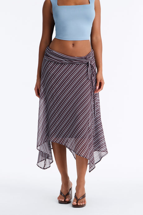 Caroline Striped Handkerchief Midi Skirt