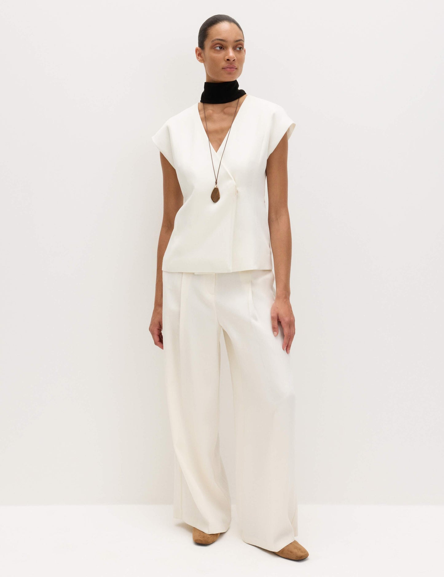 Tie Front Wrap Detail Waistcoat with Linen