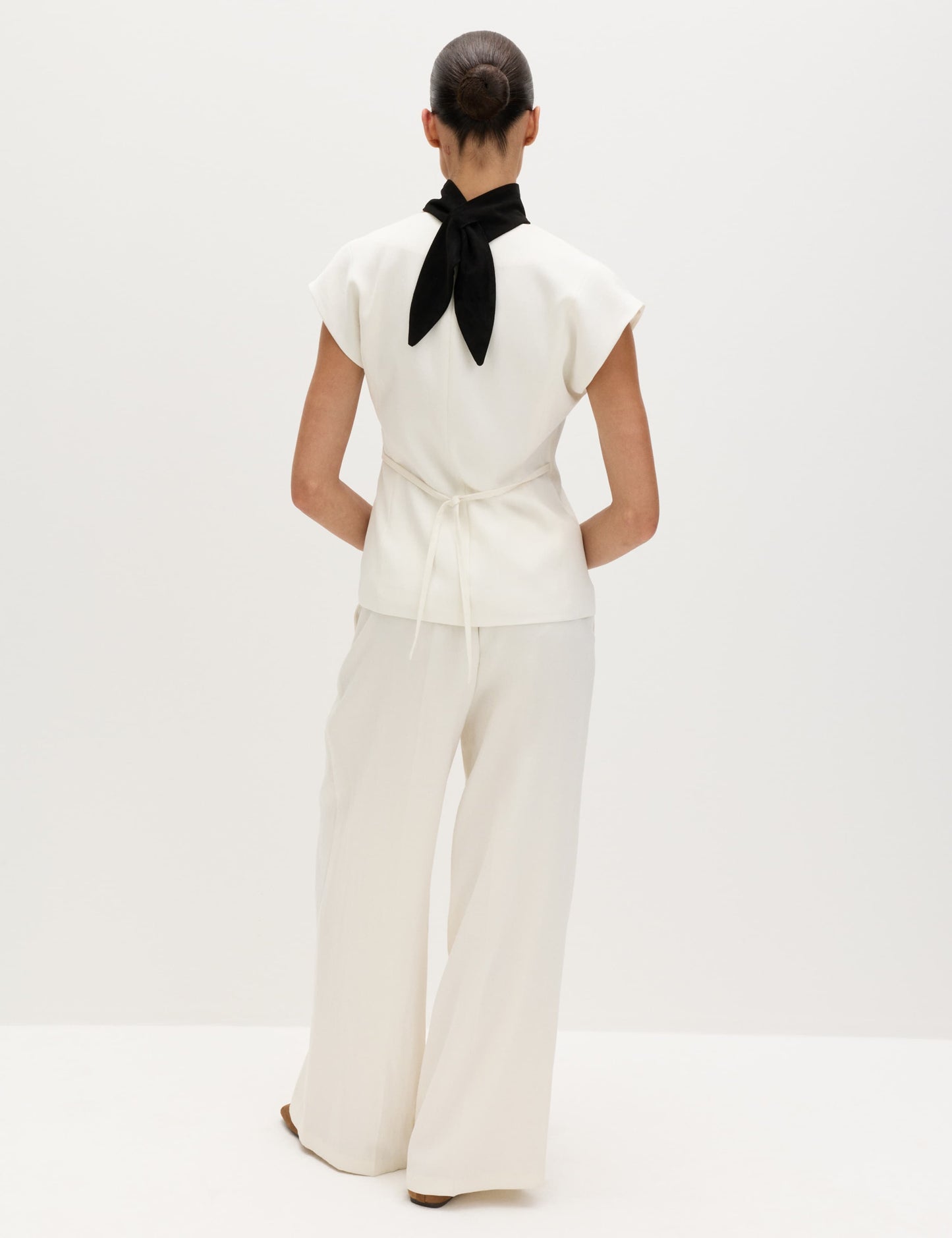 Tie Front Wrap Detail Waistcoat with Linen