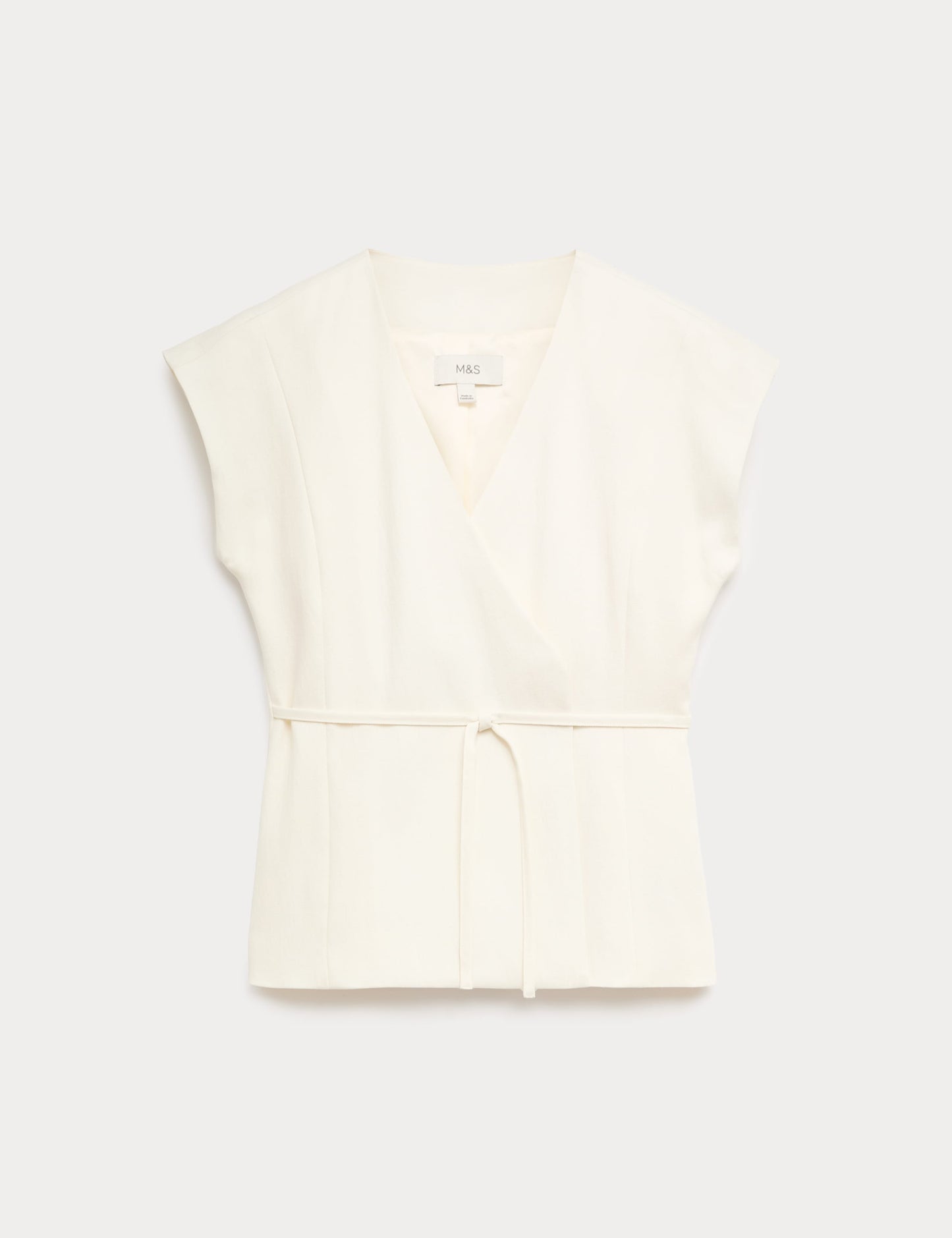 Tie Front Wrap Detail Waistcoat with Linen