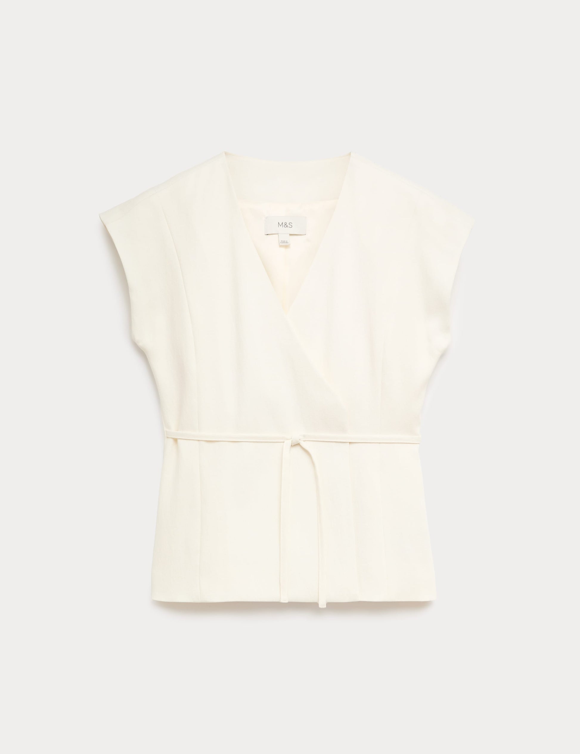 Tie Front Wrap Detail Waistcoat with Linen