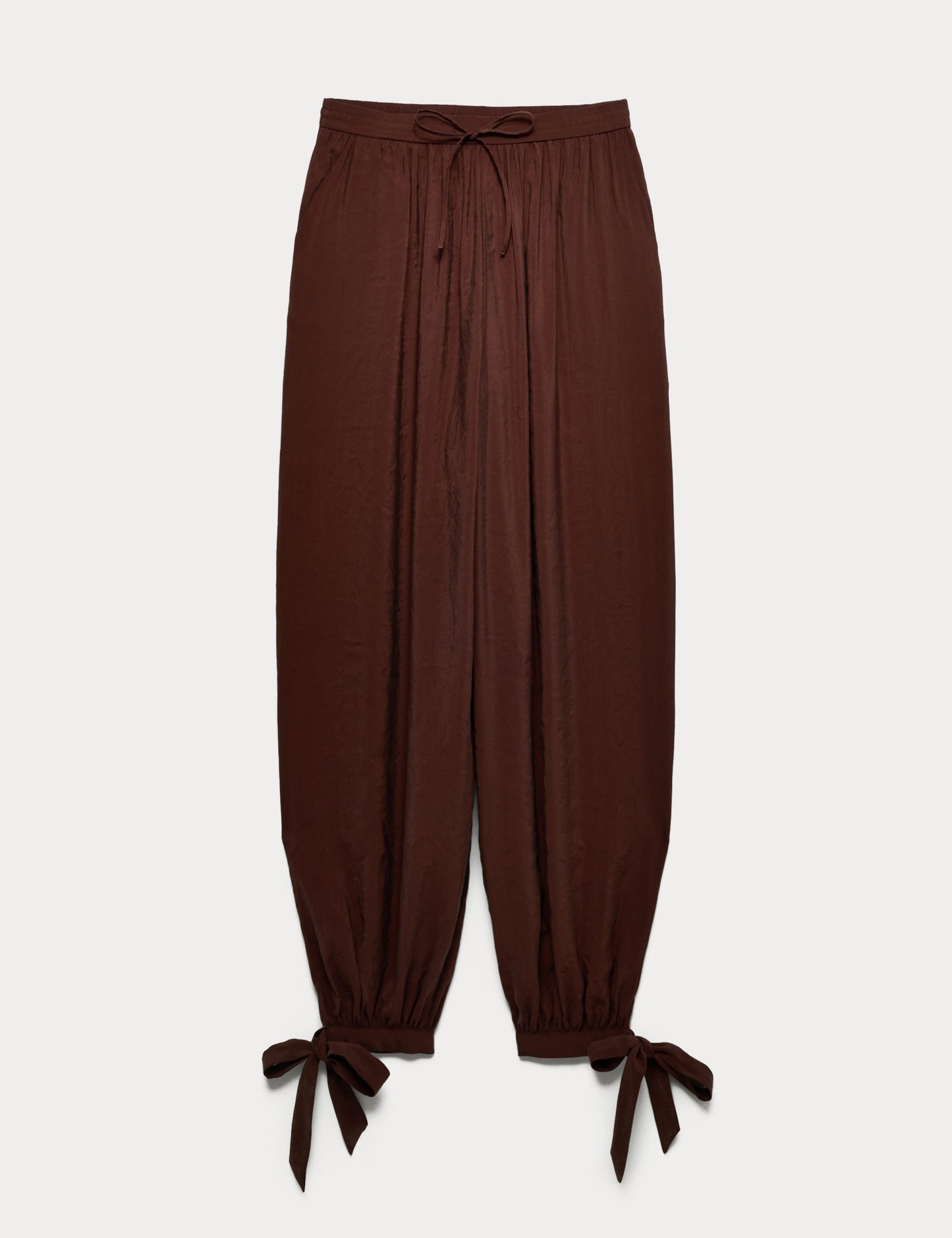Tie Hem Drawstring Balloon Trousers