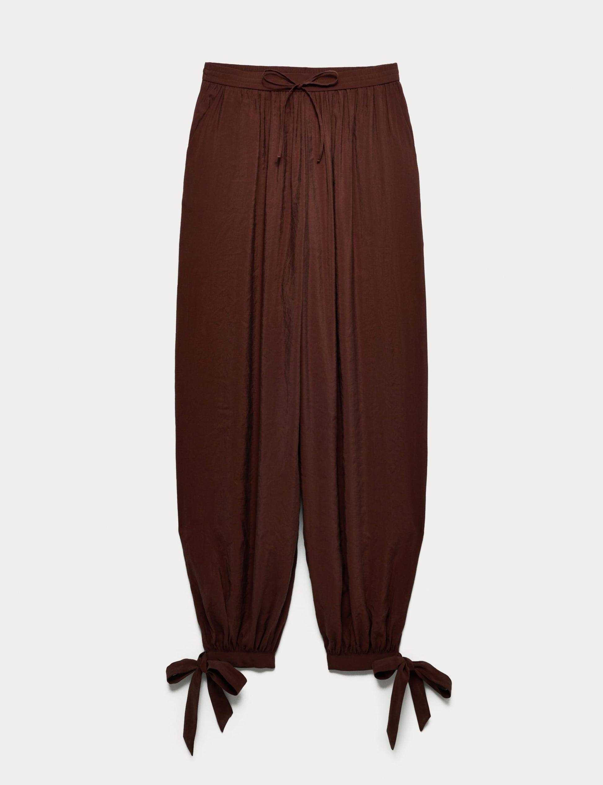 Tie Hem Drawstring Balloon Trousers