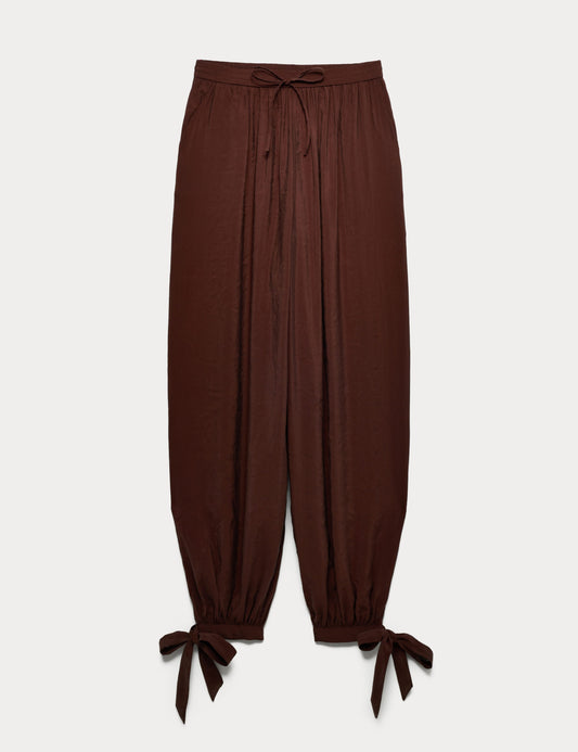 Tie Hem Drawstring Balloon Trousers