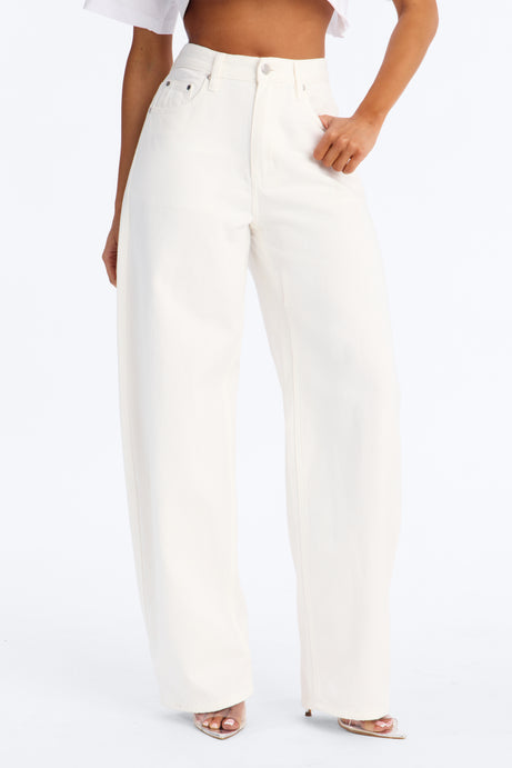 Blanc Noir High Waist Barrel Leg Jeans