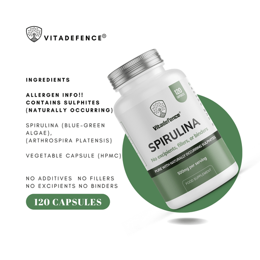 Vitadefence® Spirulina | 500 mg Vegan Capsules – 120 Count - Interactive Group