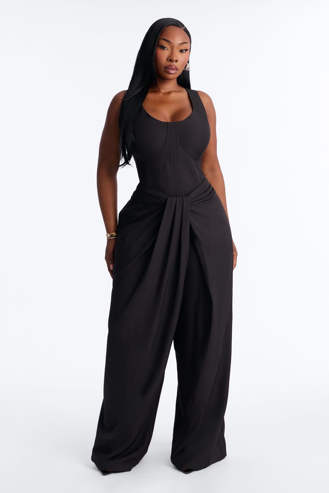Jessa Twist Front Wide Leg Jumpsuit