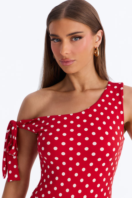 Bre Polka Dot Micro Romper - Red