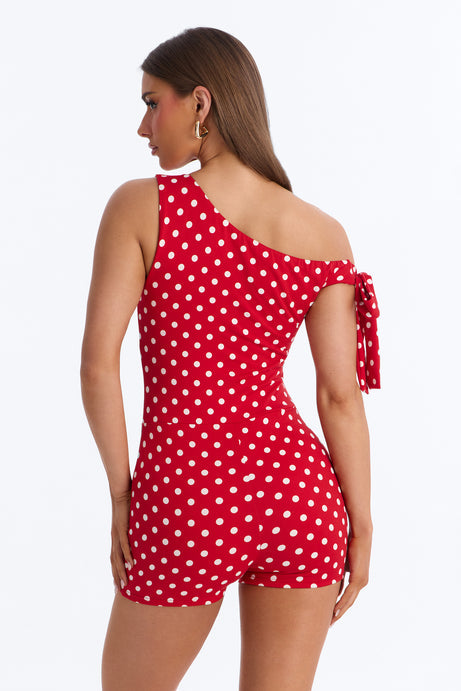 Bre Polka Dot Micro Romper - Red