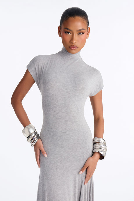 Subtle Statement Mock Neck Maxi Dress