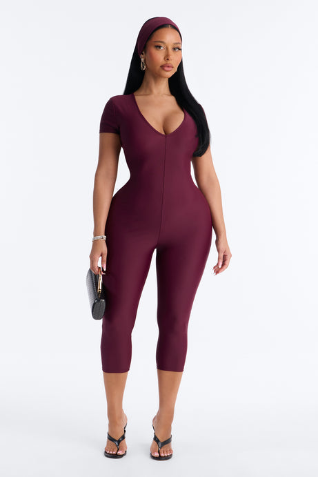 Mia Plunge Neck 2 piece Capri Jumpsuit