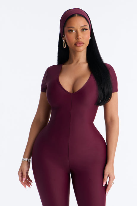 Mia Plunge Neck 2 piece Capri Jumpsuit