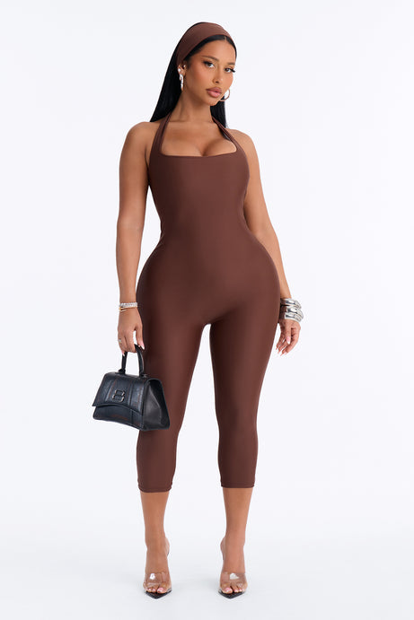 Lia Two Piece Capri Pant Jumpsuit - Chocolate