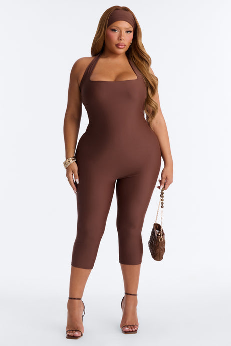 Lia Two Piece Capri Pant Jumpsuit - Chocolate