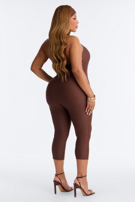 Lia Two Piece Capri Pant Jumpsuit - Chocolate