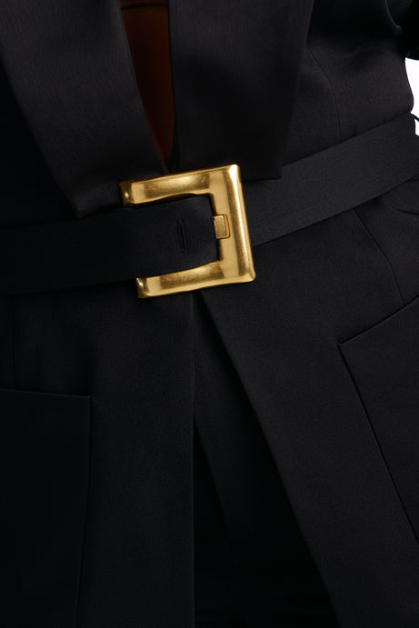 Serving Business Belted Pant Set - Black