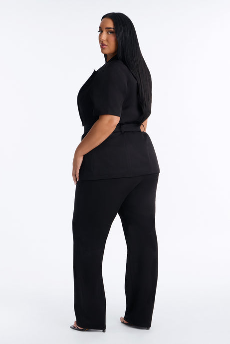 Serving Business Belted Pant Set - Black
