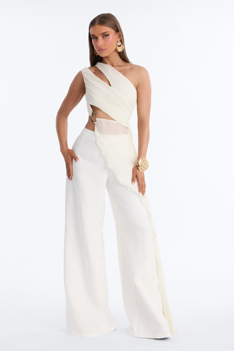 Beatrice Draped Pant Set - Ivory
