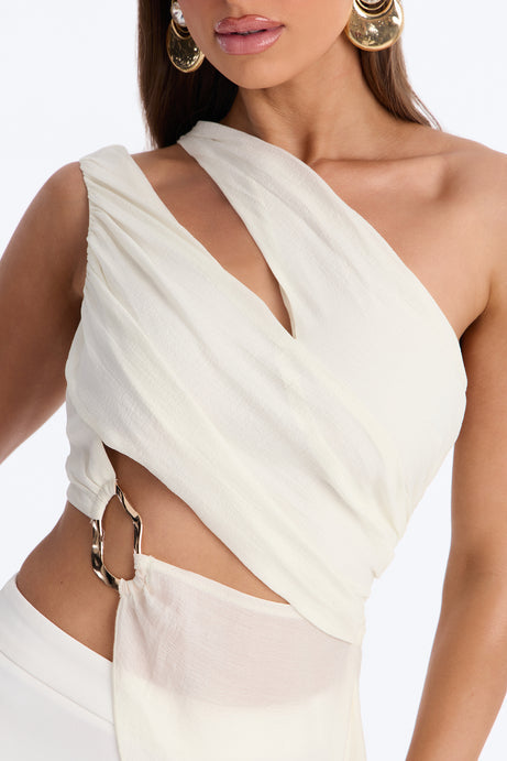 Beatrice Draped Pant Set - Ivory
