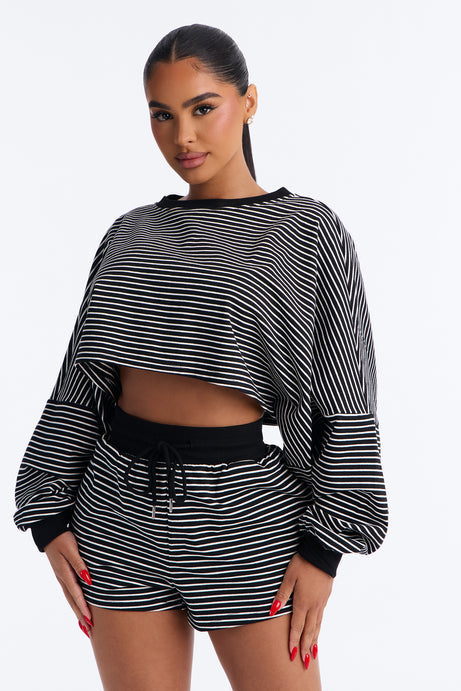 Stripes And Secrets French Terry Short Set