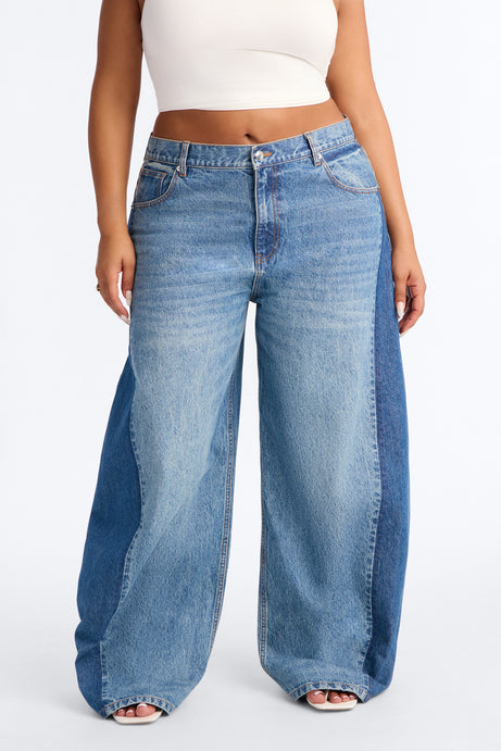 London Edition Two Tone Wide Leg Jeans