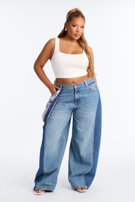 London Edition Two Tone Wide Leg Jeans