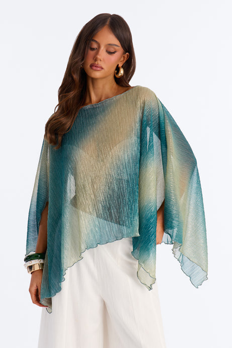 Taylor Ombre Metallic Knit Top - Blue/combo