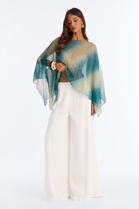 Taylor Ombre Metallic Knit Top - Blue/combo