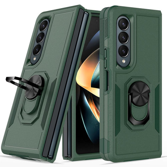 NNEDSZ Galaxy Z Fold 4 Tpu Shockproof Case With Ring - 2 In 1 Design - Dark Green - Interactive Group