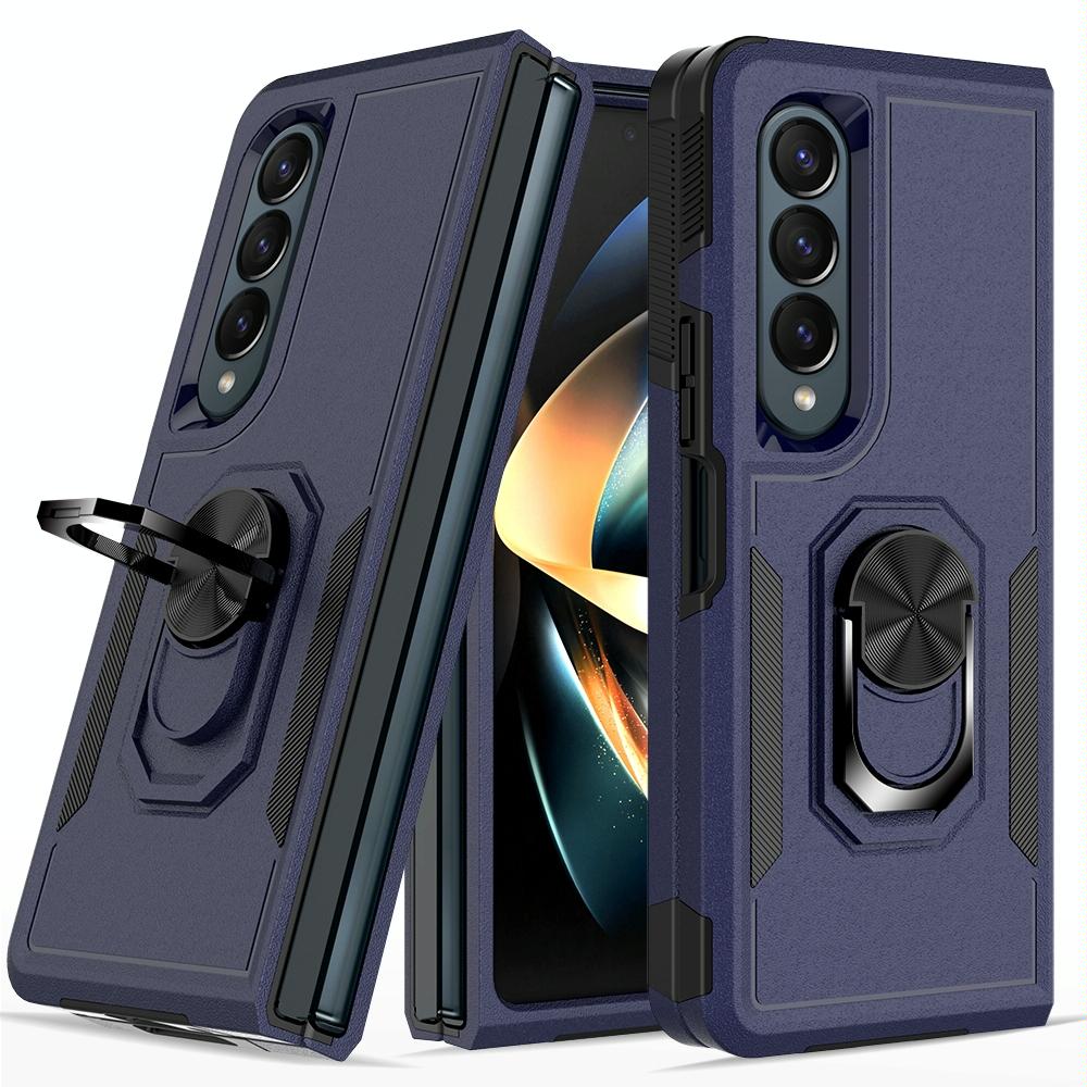 NNEDSZ Galaxy Z Fold 4 Tpu Shockproof Case With Ring - 2 In 1 Design - Dark Green - Interactive Group