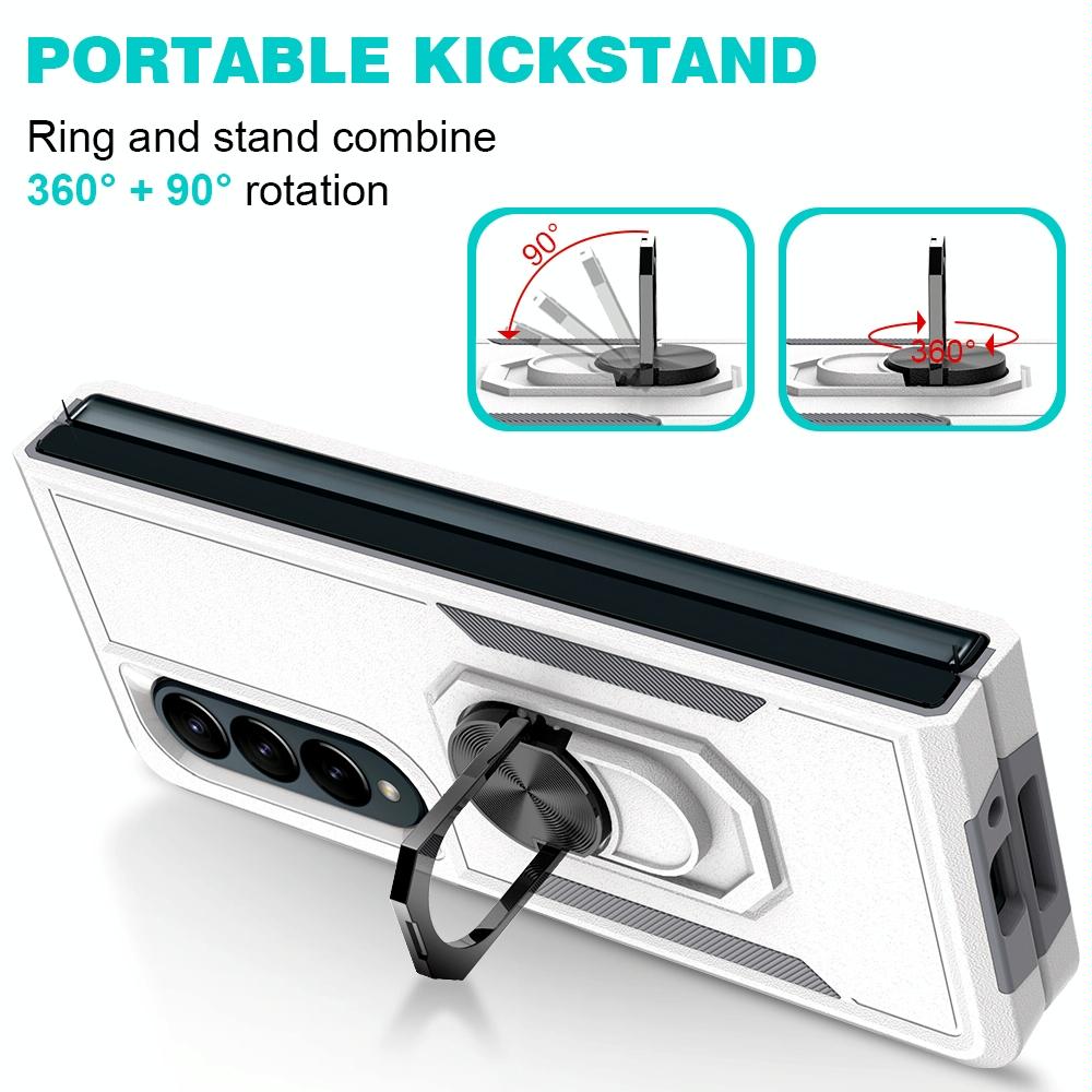 NNEDSZ Galaxy Z Fold 4 Tpu Shockproof Case With Ring - 2 In 1 Design - Dark Green - Interactive Group