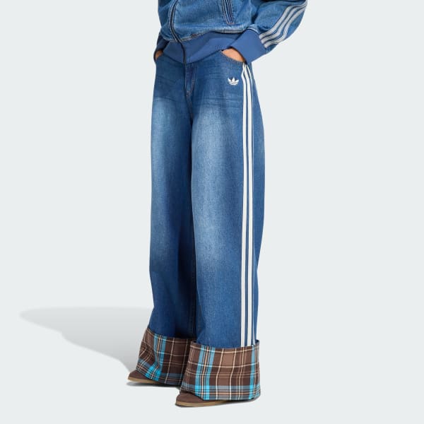 VINTAGE WIDE LEG JEANS WITH CHECKED SEAM