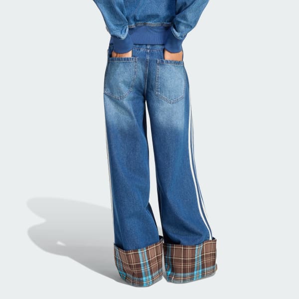 VINTAGE WIDE LEG JEANS WITH CHECKED SEAM