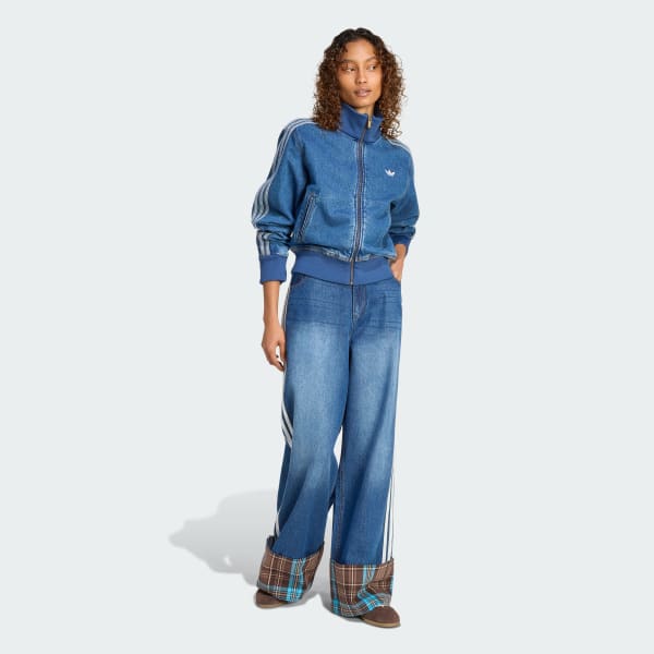 VINTAGE WIDE LEG JEANS WITH CHECKED SEAM