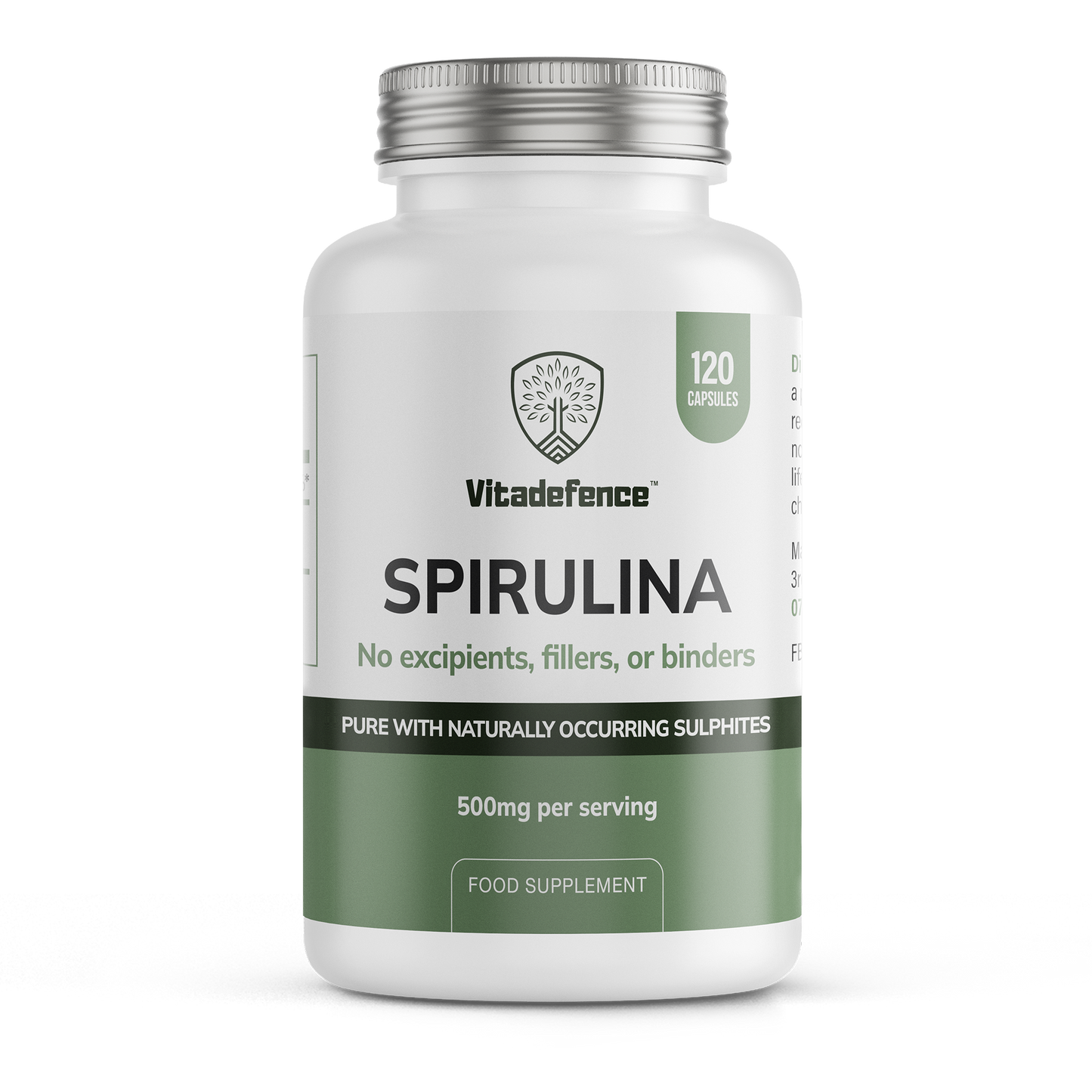 Vitadefence® Spirulina | 500 mg Vegan Capsules – 120 Count - Interactive Group