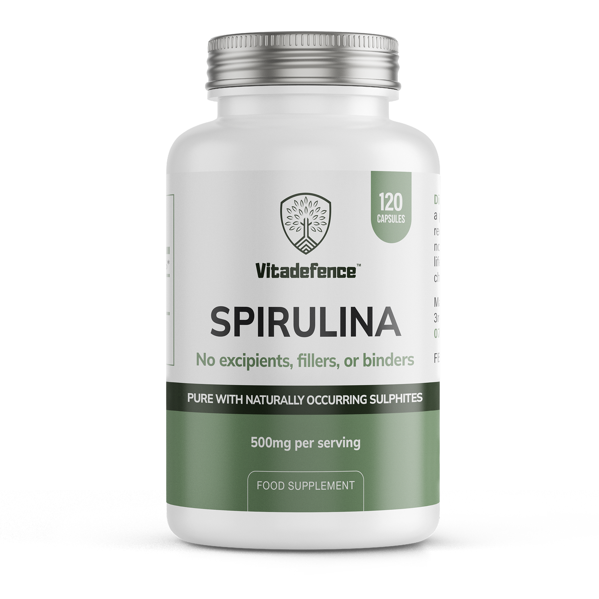Vitadefence® Spirulina | 500 mg Vegan Capsules – 120 Count - Interactive Group