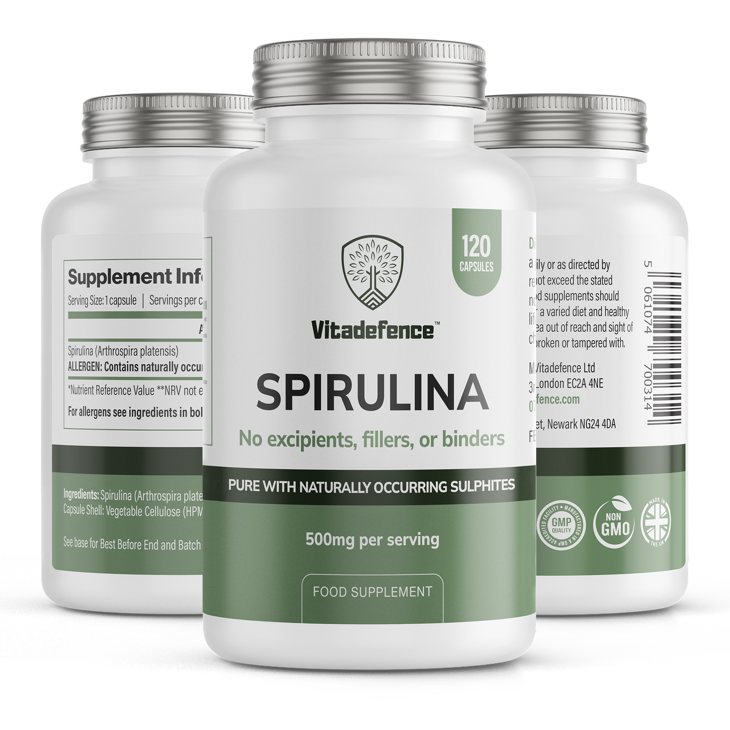 Vitadefence® Spirulina | 500 mg Vegan Capsules – 120 Count - Interactive Group