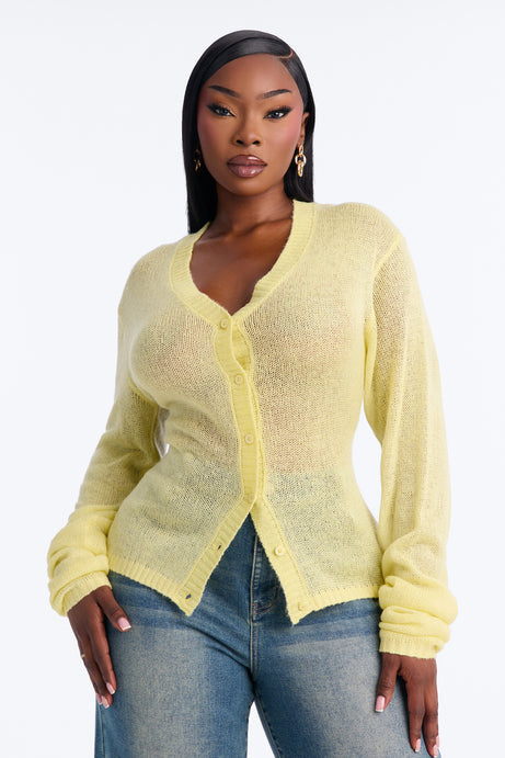 Sheer Me Out Long Sleeve Button Up Cardigan Sweater