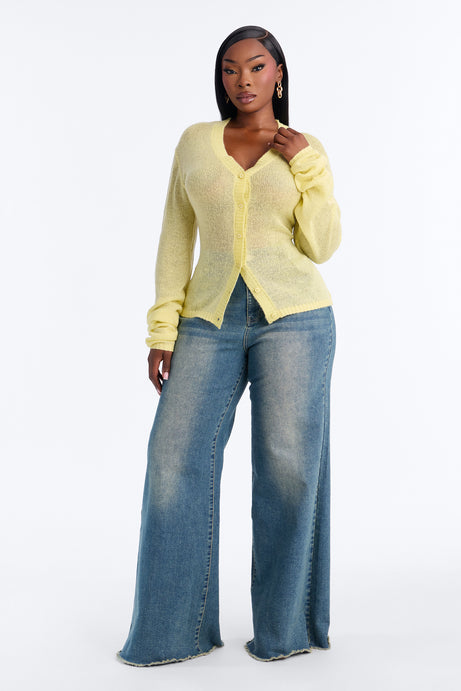 Sheer Me Out Long Sleeve Button Up Cardigan Sweater