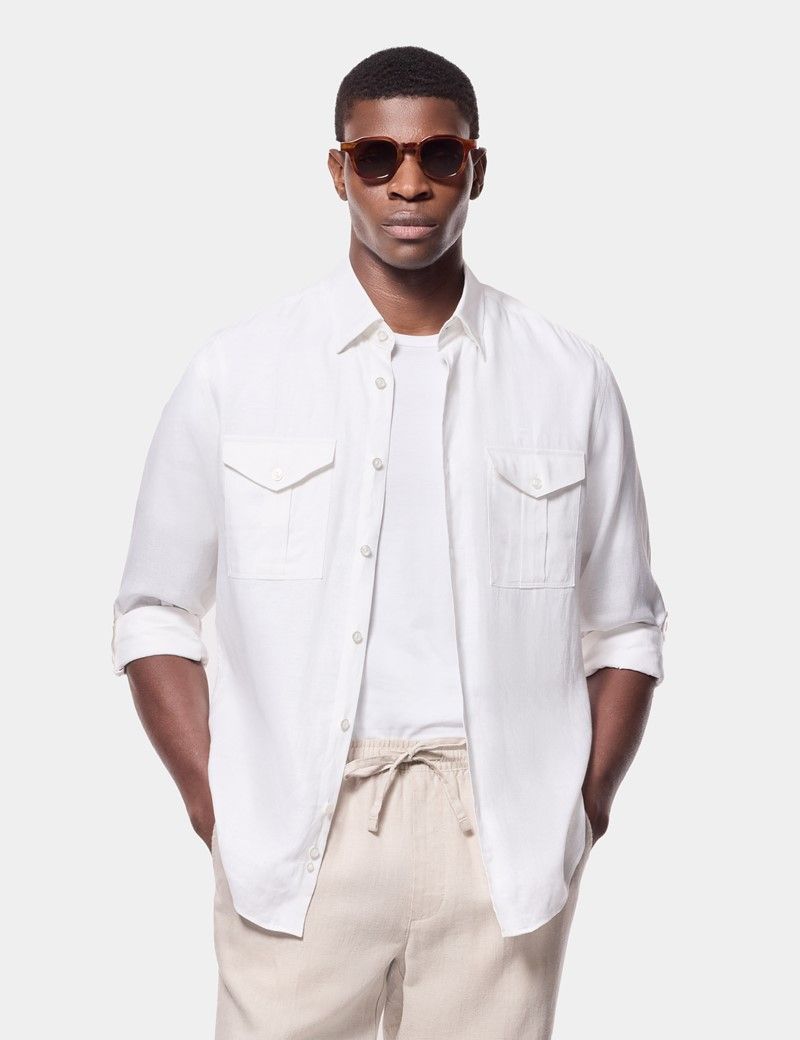 White Linen Safari Shirt